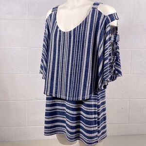 Artex fashions blue and white 2 layer top​​​​​​​​​​​​​​